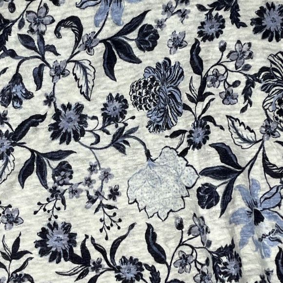 Rachel Zoe Womens Top Plus Size 2X Blue White Floral Linen 3/4 Sleeve Scoop Neck - Picture 3 of 8